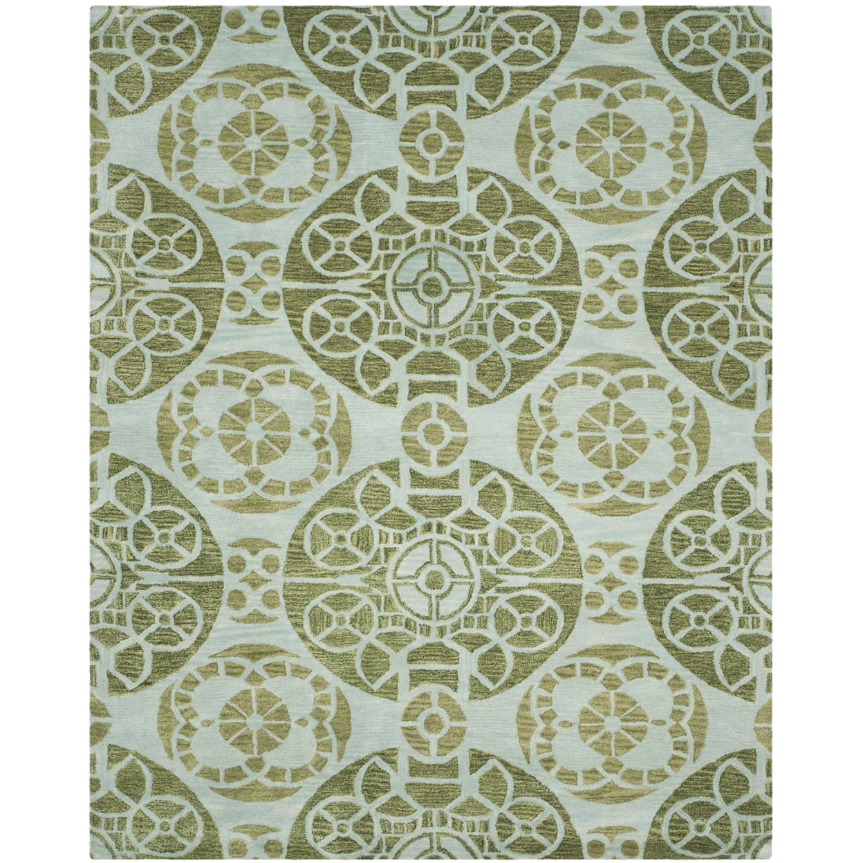 SAFAVIEH Wyndham Louise Medallion Wool Area Rug, Turquoise/Green, 10' x 14'