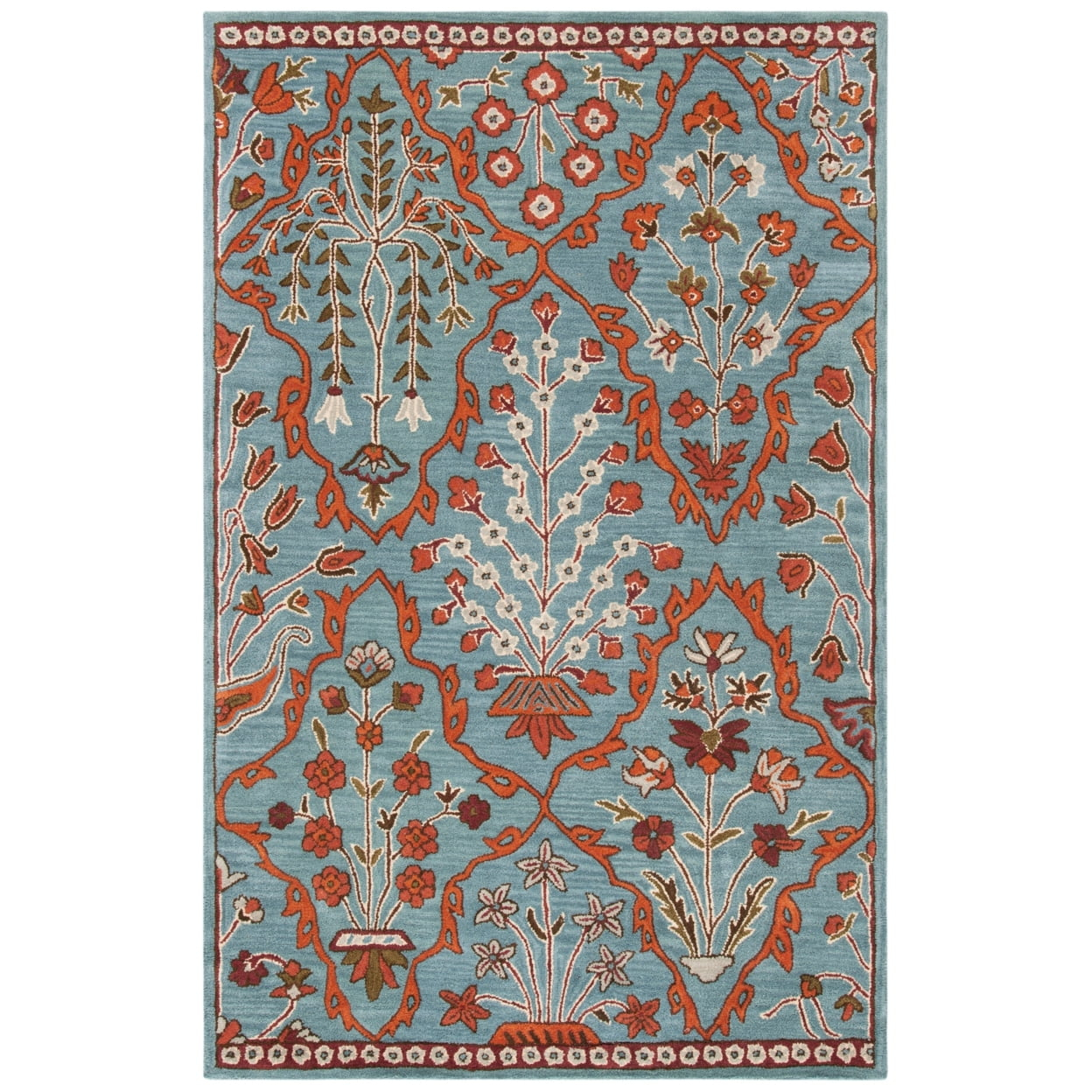 Wyndham WYD206 Hand Tufted Area Rug - Blue/Rust - 5'x8' - Safavieh.