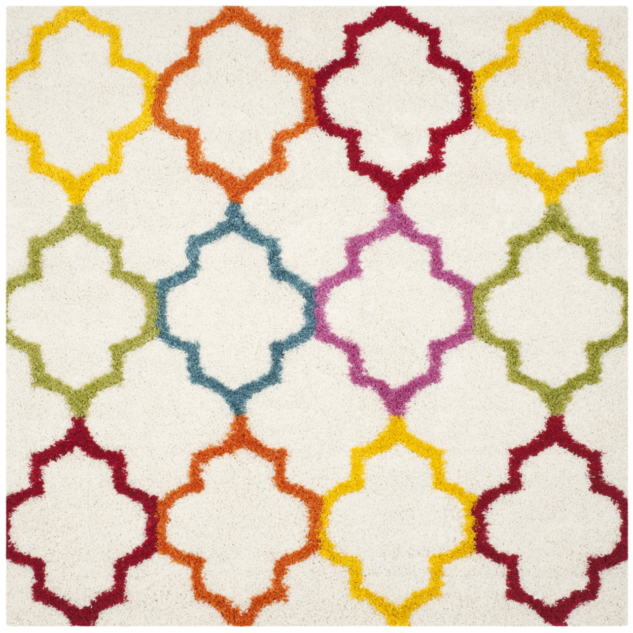 Shag Kids SGK569 Power Loomed Area Rug - Ivory/Multi - 6'7"x6'7" - Safavieh.