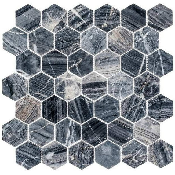 SAMPLE-Channing 2" x 2" Marble Honeycomb Mosaic Floor Use Tile