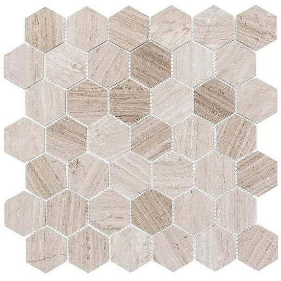 SAMPLE-Channing 2" x 2" Marble Honeycomb Mosaic Floor Use Tile