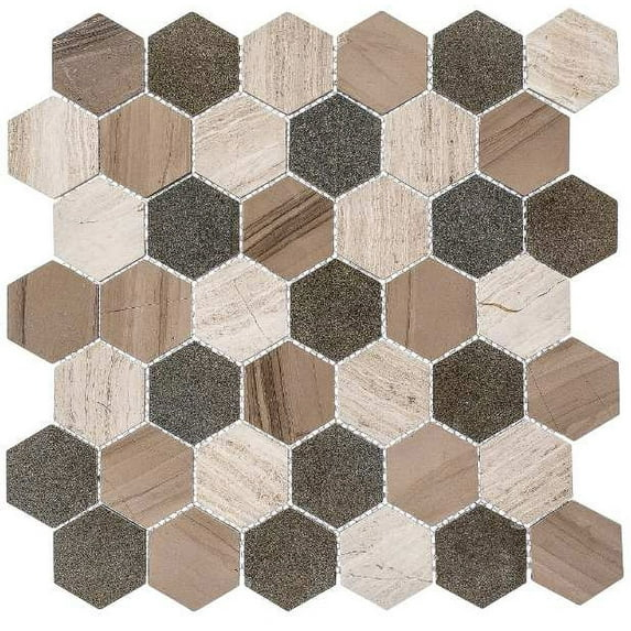 SAMPLE-Channing 2" x 2" Marble Honeycomb Mosaic Floor Use Tile