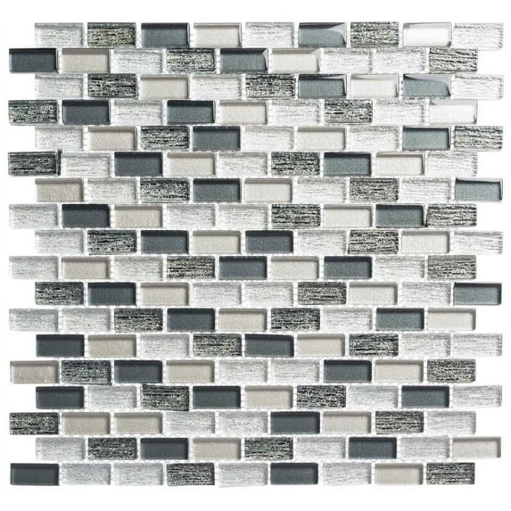 SAMPLE-Highline 0.625" x 1.25" Glass Mosaic Sheet Floor Use Tile