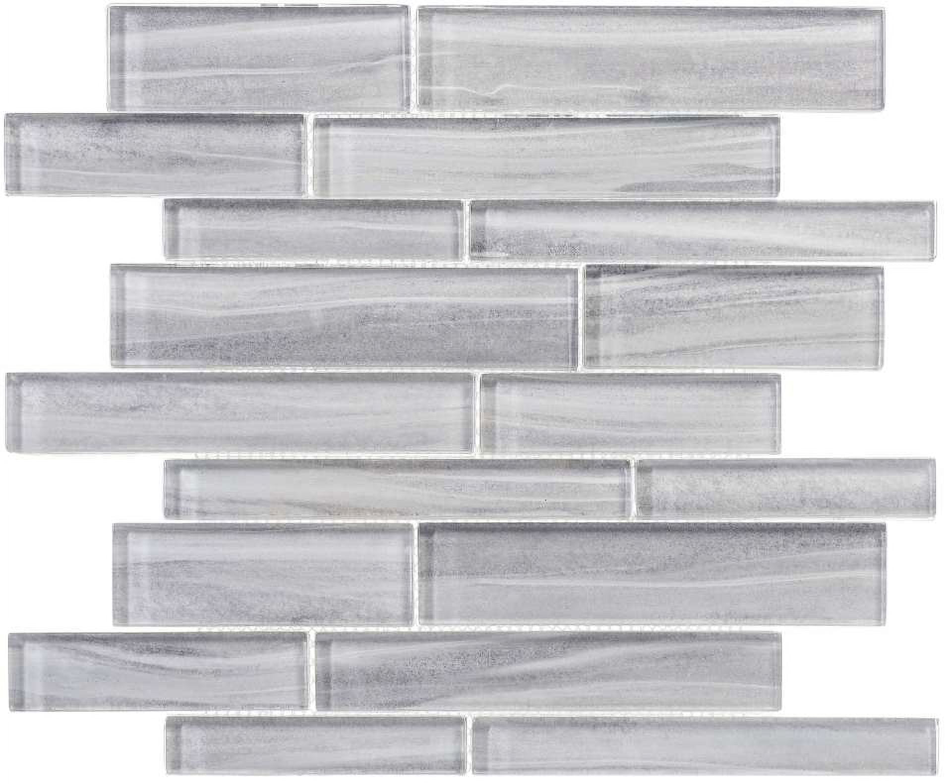 SAMPLE-Hoem Avodo Gray Wood Look Brick Joint Polished Glass Mosaic Wall and Floor Tile