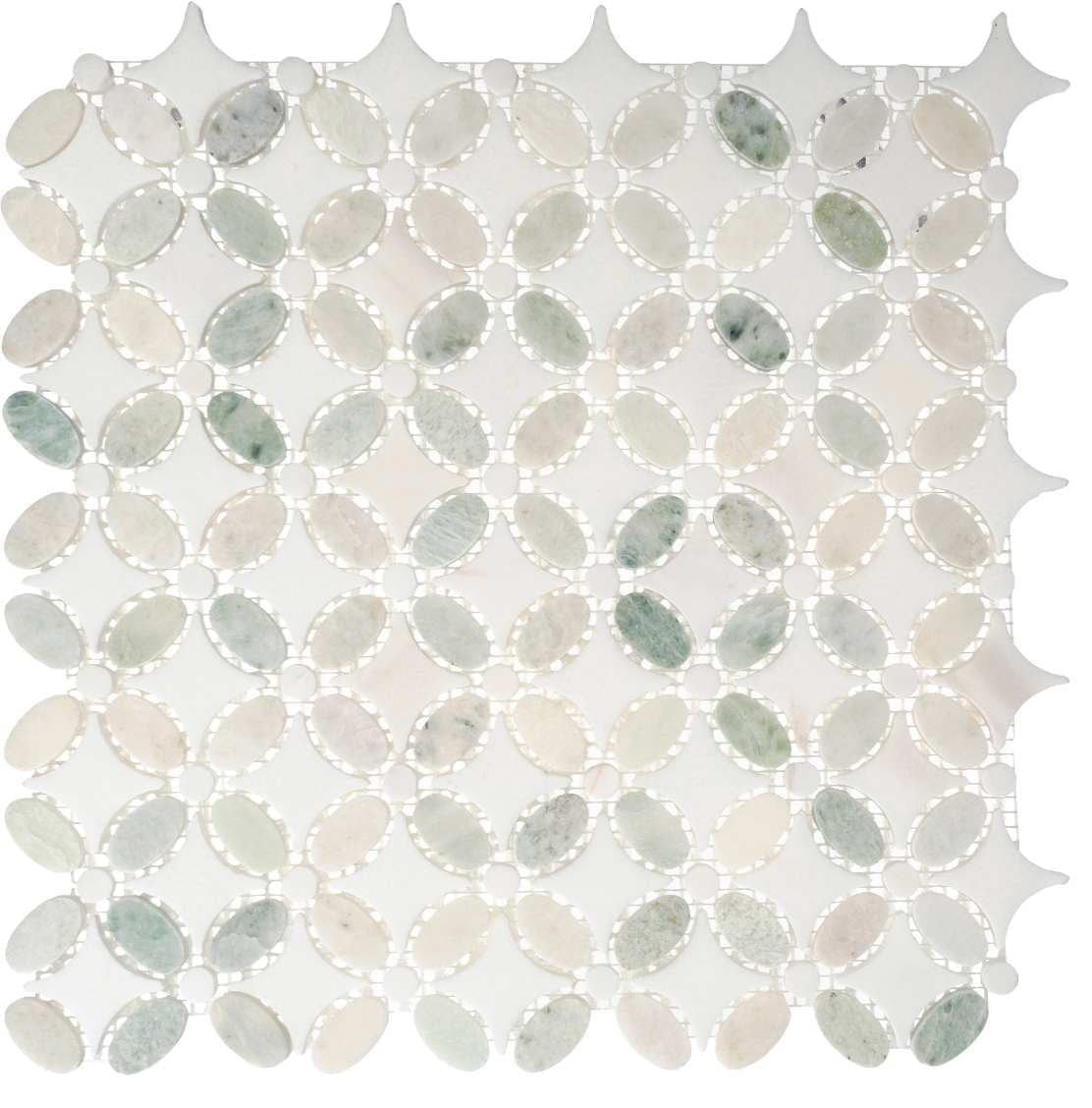 SAMPLE-Martha Zummer White Novelty Marble Look Glossy Natural Stone Mosaic Wall & Floor Tile