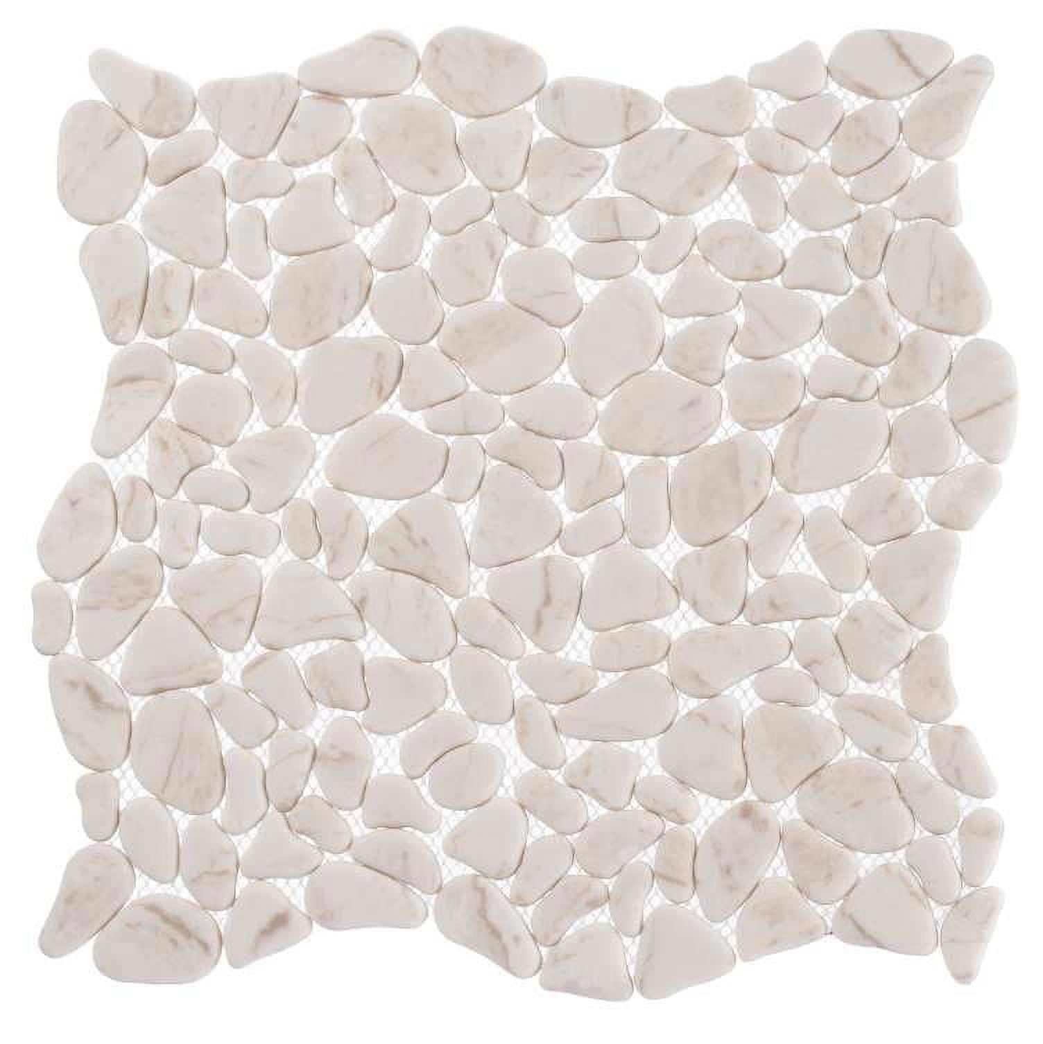 SAMPLE-Mellow Peace Beige Novelty Pebble Stone Look Matte Glass Mosaic Wall and Floor Tile