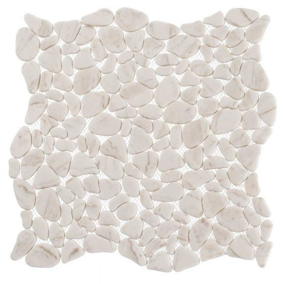 SAMPLE-Mellow Peace Beige Novelty Pebble Stone Look Matte Glass Mosaic Wall and Floor Tile