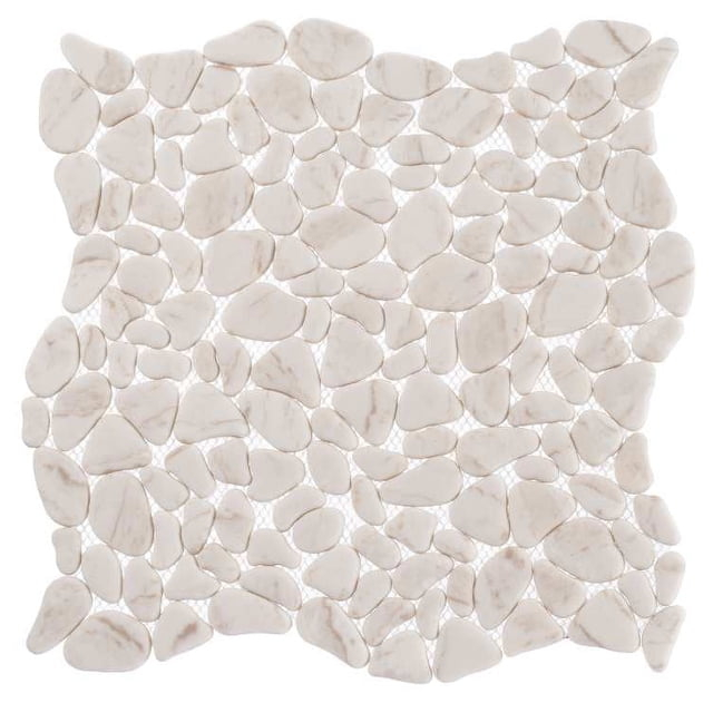 SAMPLE-Mellow Peace Beige Novelty Pebble Stone Look Matte Glass Mosaic Wall and Floor Tile