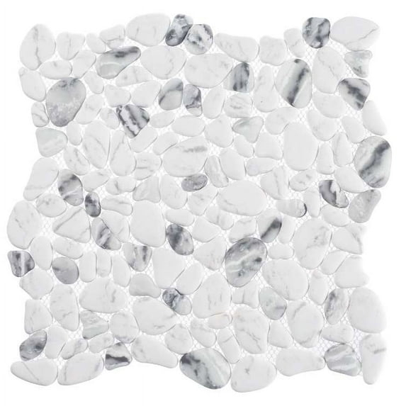 SAMPLE-Mellow Tranquil Gray Novelty Pebble Stone Look Matte Glass Mosaic Wall and Floor Tile