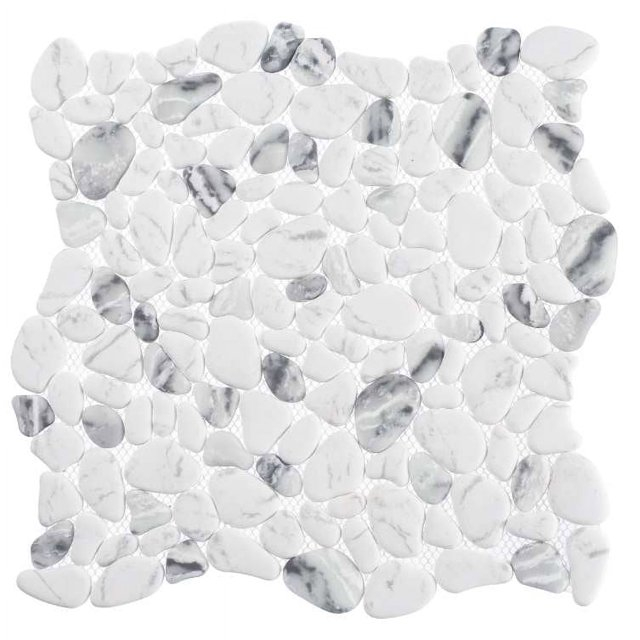 SAMPLE-Mellow Tranquil Gray Novelty Pebble Stone Look Matte Glass Mosaic Wall and Floor Tile