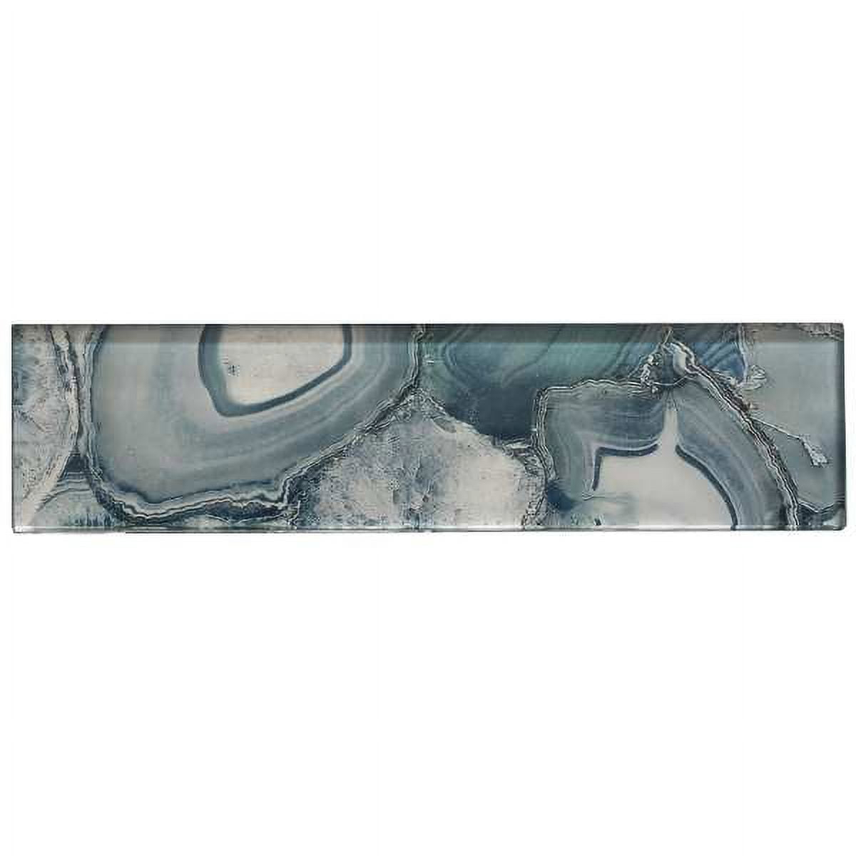 Muestra: Azul Capri Místico de 3 Pulgadas. x 12 Pulgadas. Azulejo de Pared de Mosaico de Vidrio Pulido con Apariencia de Mármol y Junta de Ladrillo Del Metro