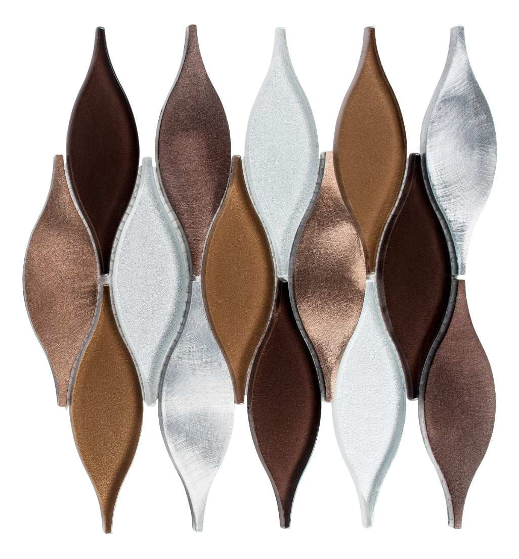 SAMPLE-Zeille Tripper Arabesque Metal and Glass Mosaic Wall and Floor Tile