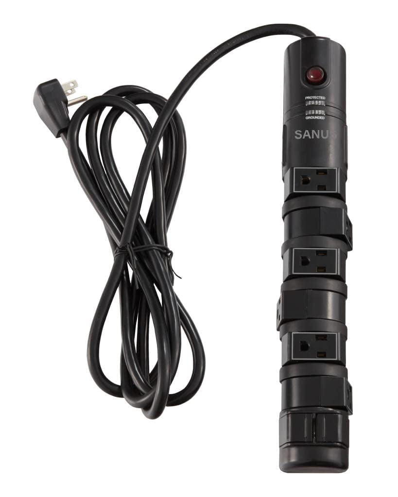 SANUS Surge Protected Power Strip with 6 rotating and 2 fixed outlets