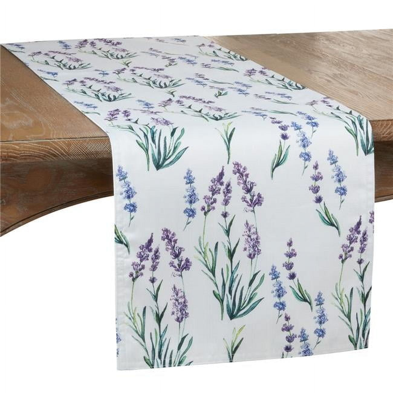 SARO  16 x 90 in. Oblong Table Runner with Lavender Design