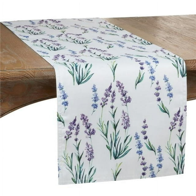 SARO  16 x 90 in. Oblong Table Runner with Lavender Design