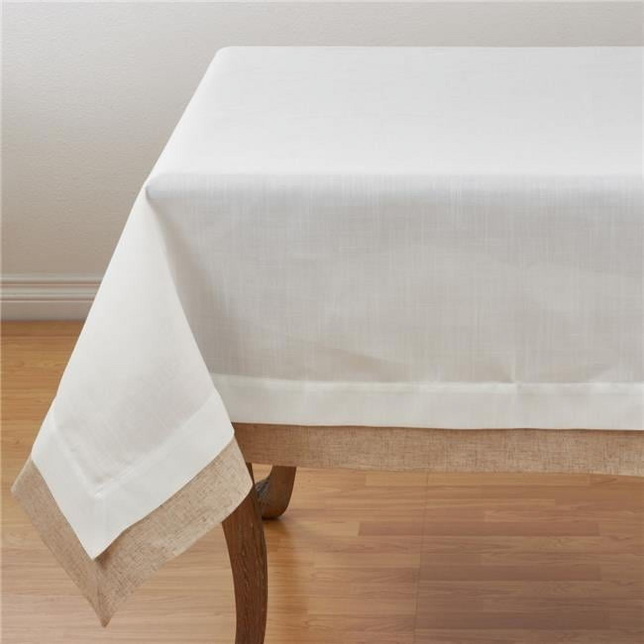 SARO 1982.I67S 67 in. Square Layered Design Tablecloth - Ivory