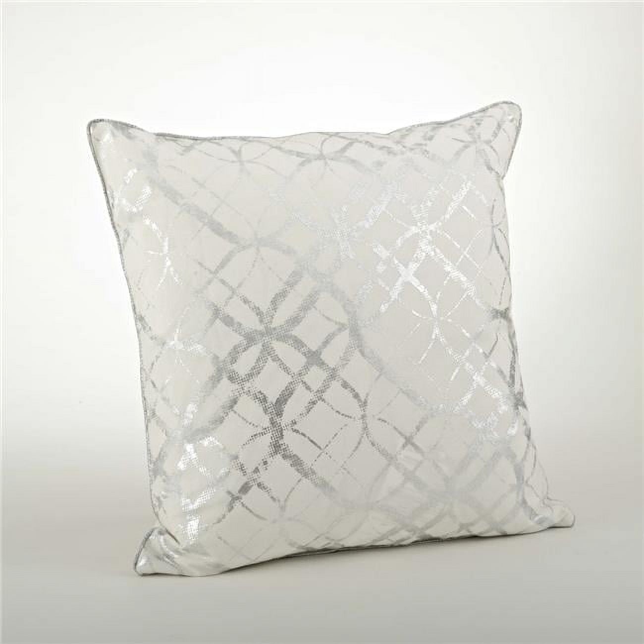Saro Lifestyle Metallic Foil Print Throw Down Filled Pillow, 20", Silver