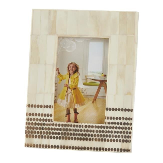 SARO PF198.I57 Wide Border Dotted Bone Photo Frame  Ivory
