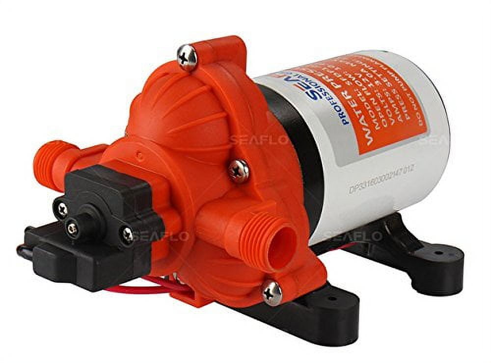 SEAFLO 123ABC, 3.0A, 12V, Orange and White, Diaphragm Self Priming Water Transfer Pump, 3.0 GPM