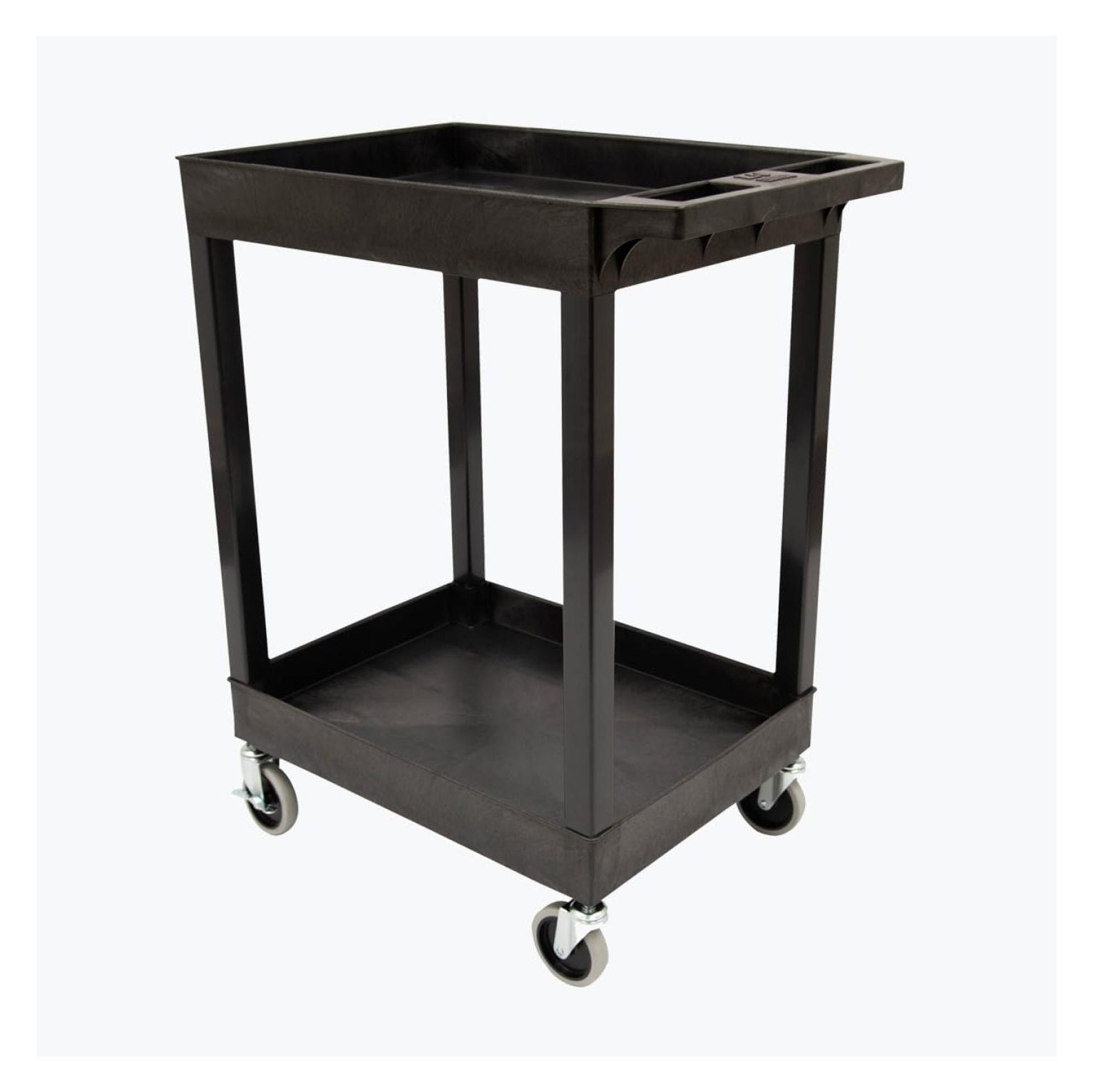 Luxor 18" x 27.25" Two Shelf Tub Utility Cart - Black