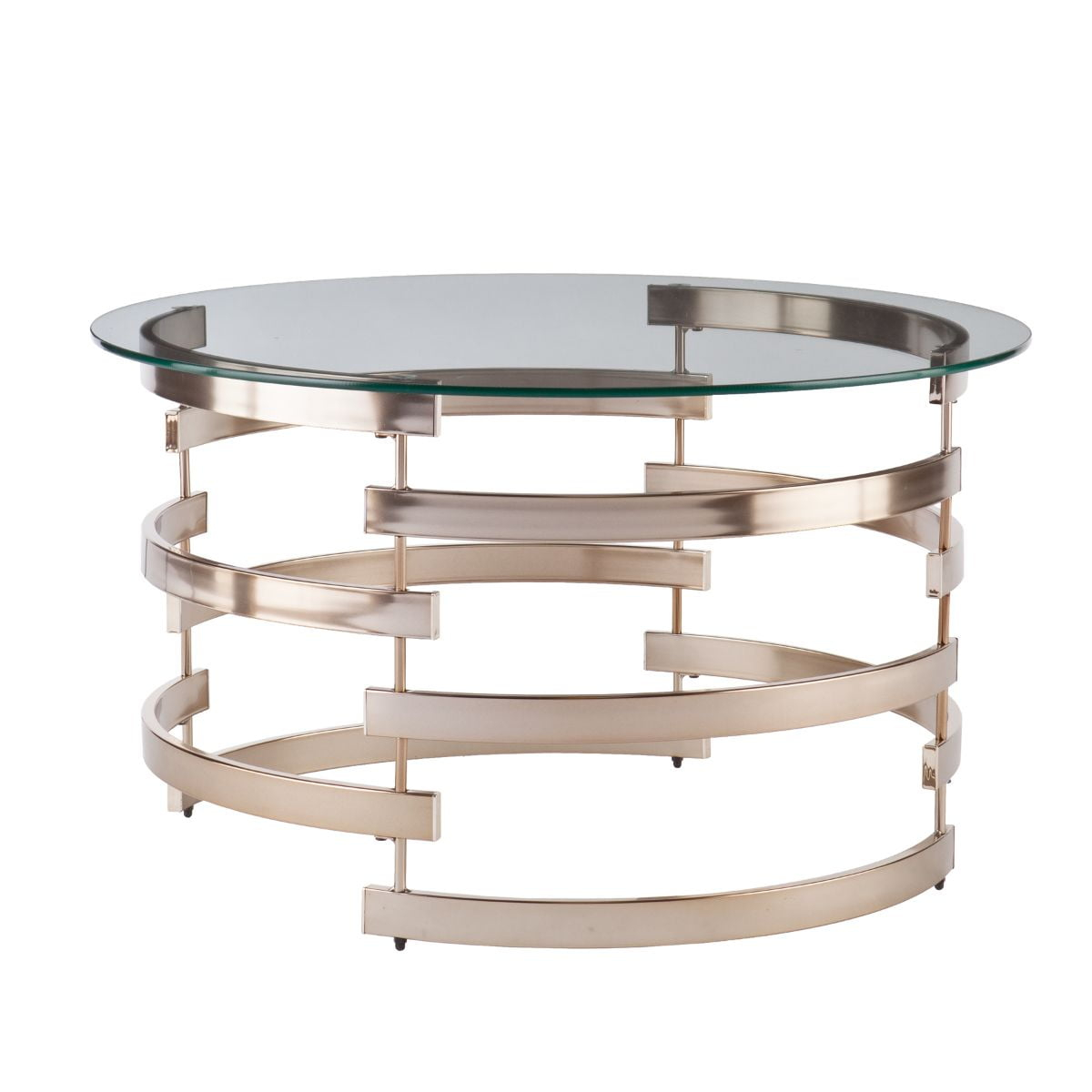 SEI Furniture Belmar Round Coffee Table in Champagne