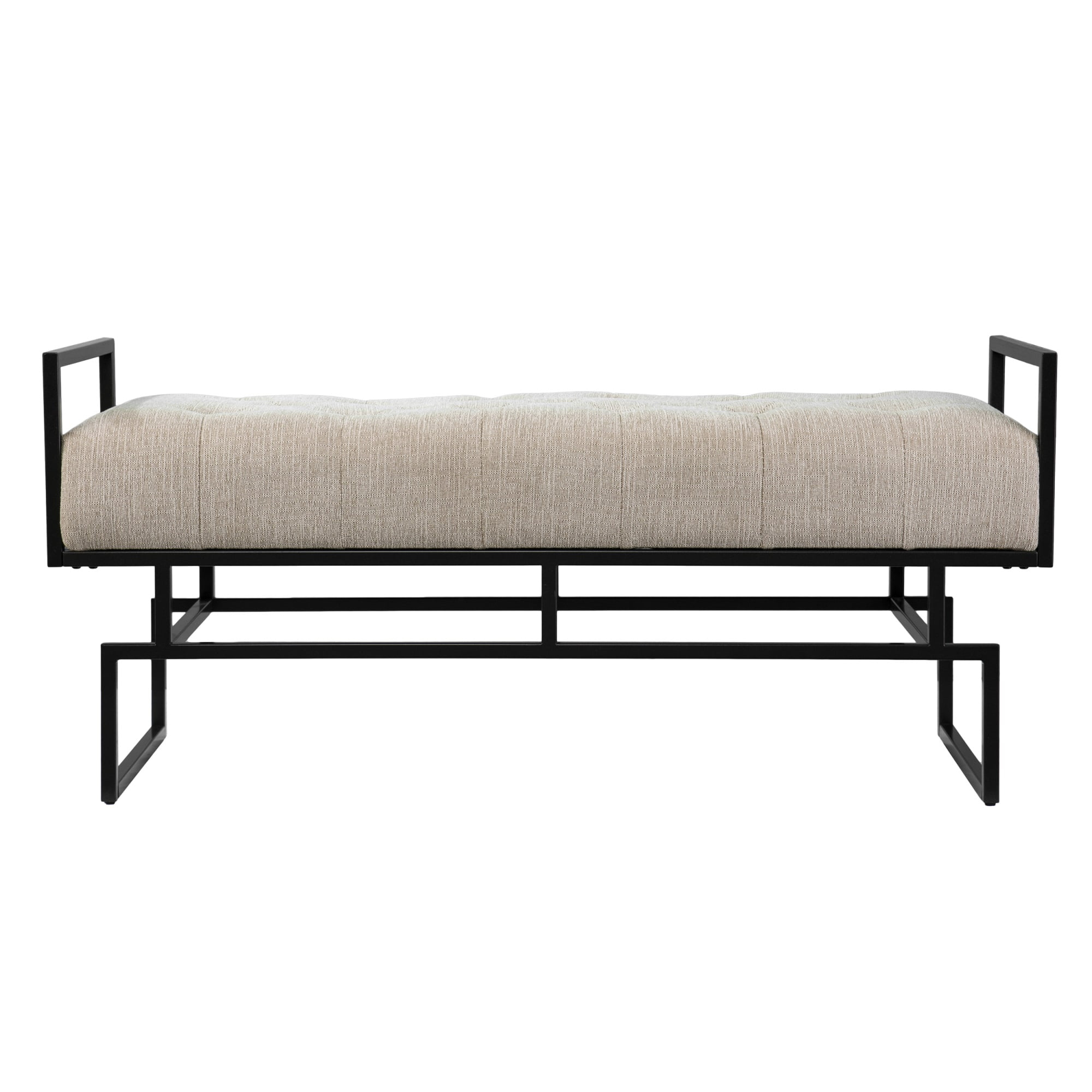 SEI Furniture Coniston Fabric Upholstered Bench in Beige/Gunmetal Gray