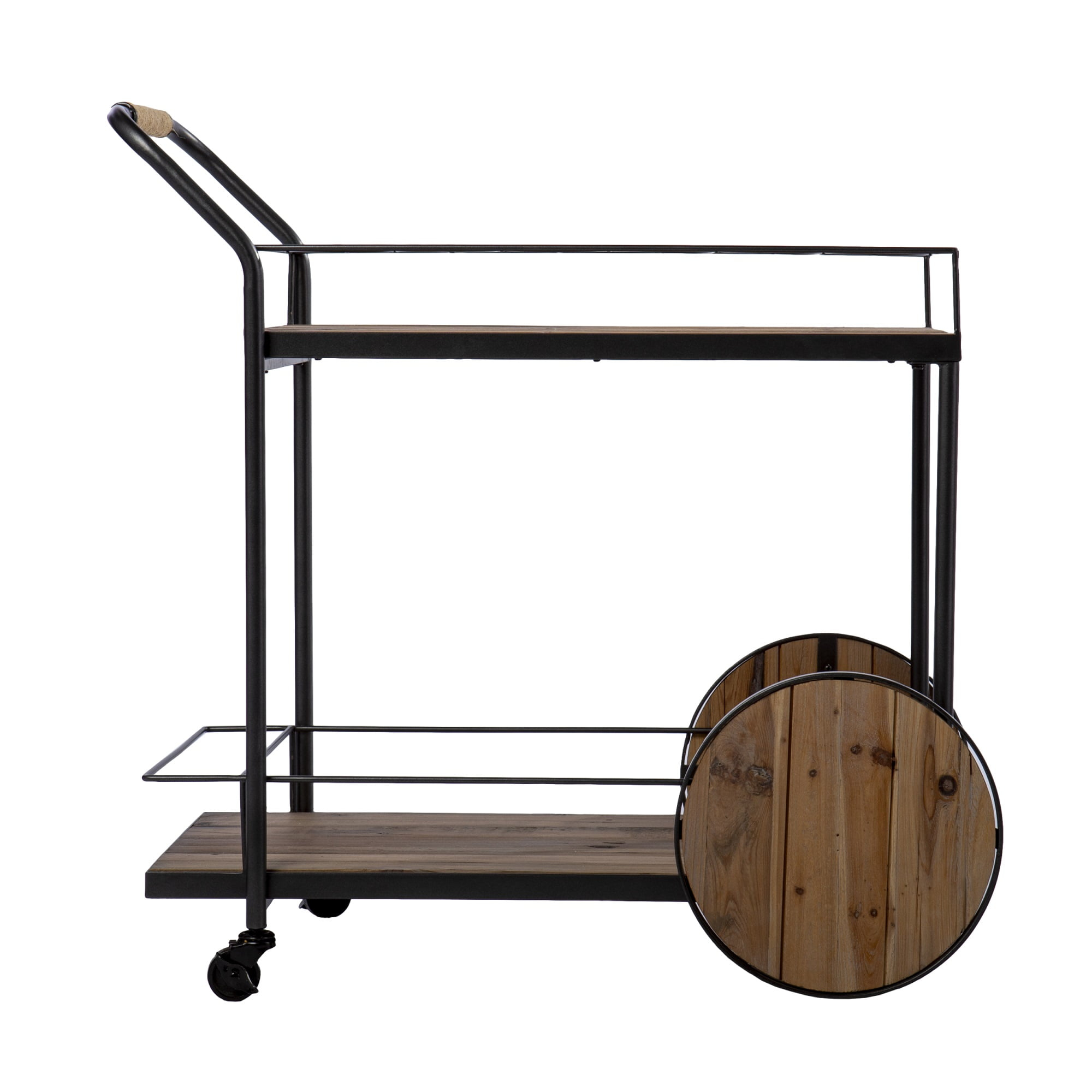 SEI Furniture Pemton Reclaimed Wood Bar Cart in Natural/Black
