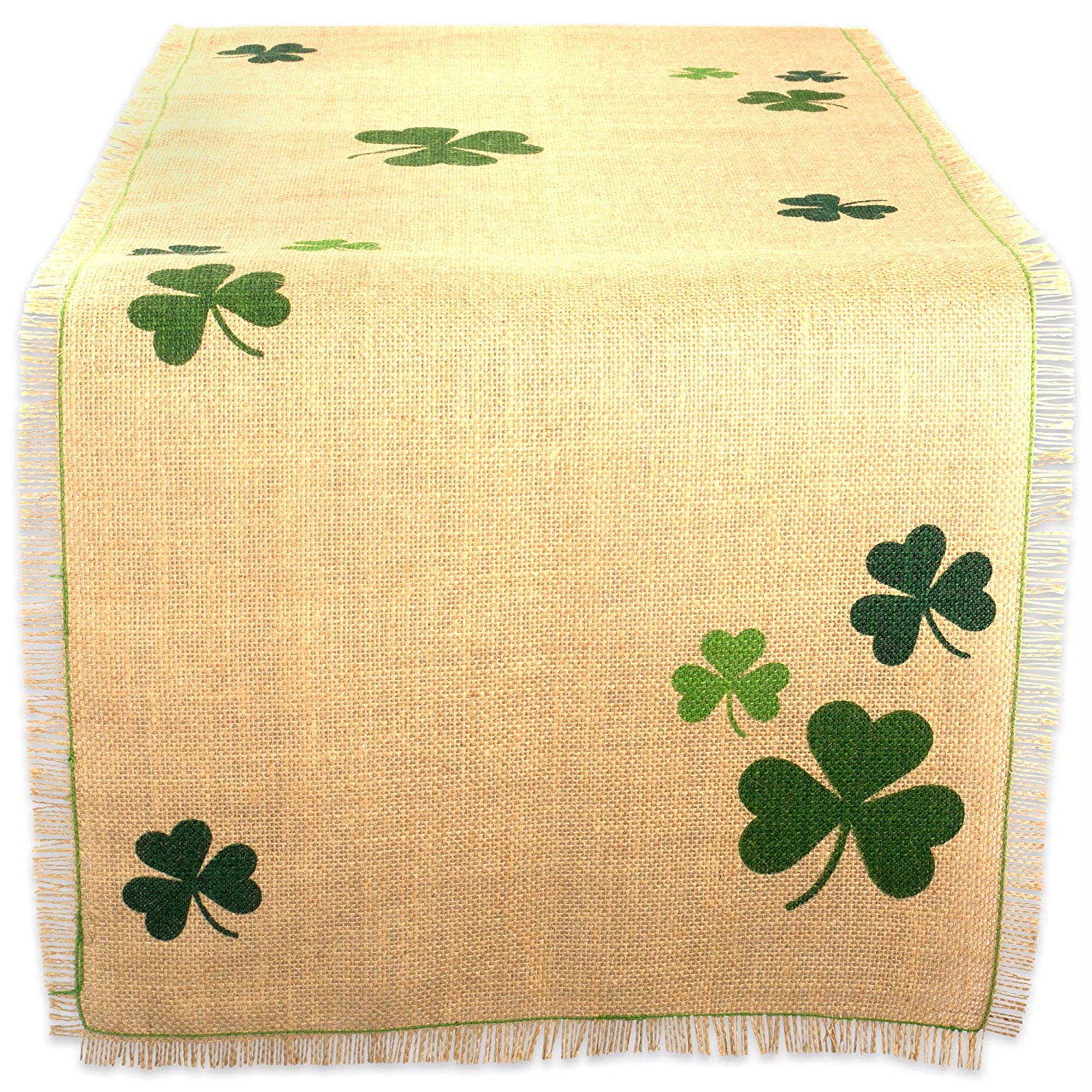 DII Shamrock Printed Jute Table Runner 14x74"