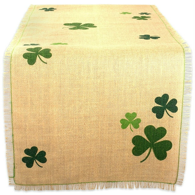 DII Shamrock Printed Jute Table Runner 14x74"