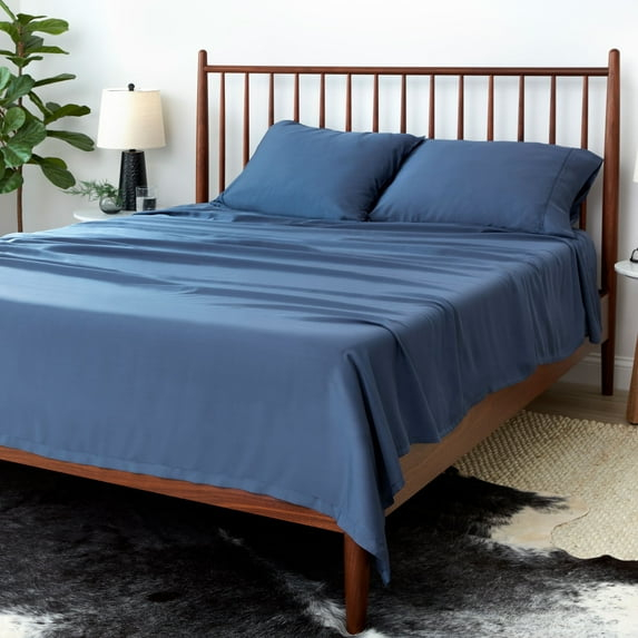 SHEEX Arctic Aire Max Sheet Set with 2 Pillowcases, Queen - Soft as Silk - 100% Tencel Lyocell Sateen - Cooling - Breathable - Moisture-Wicking, Denim