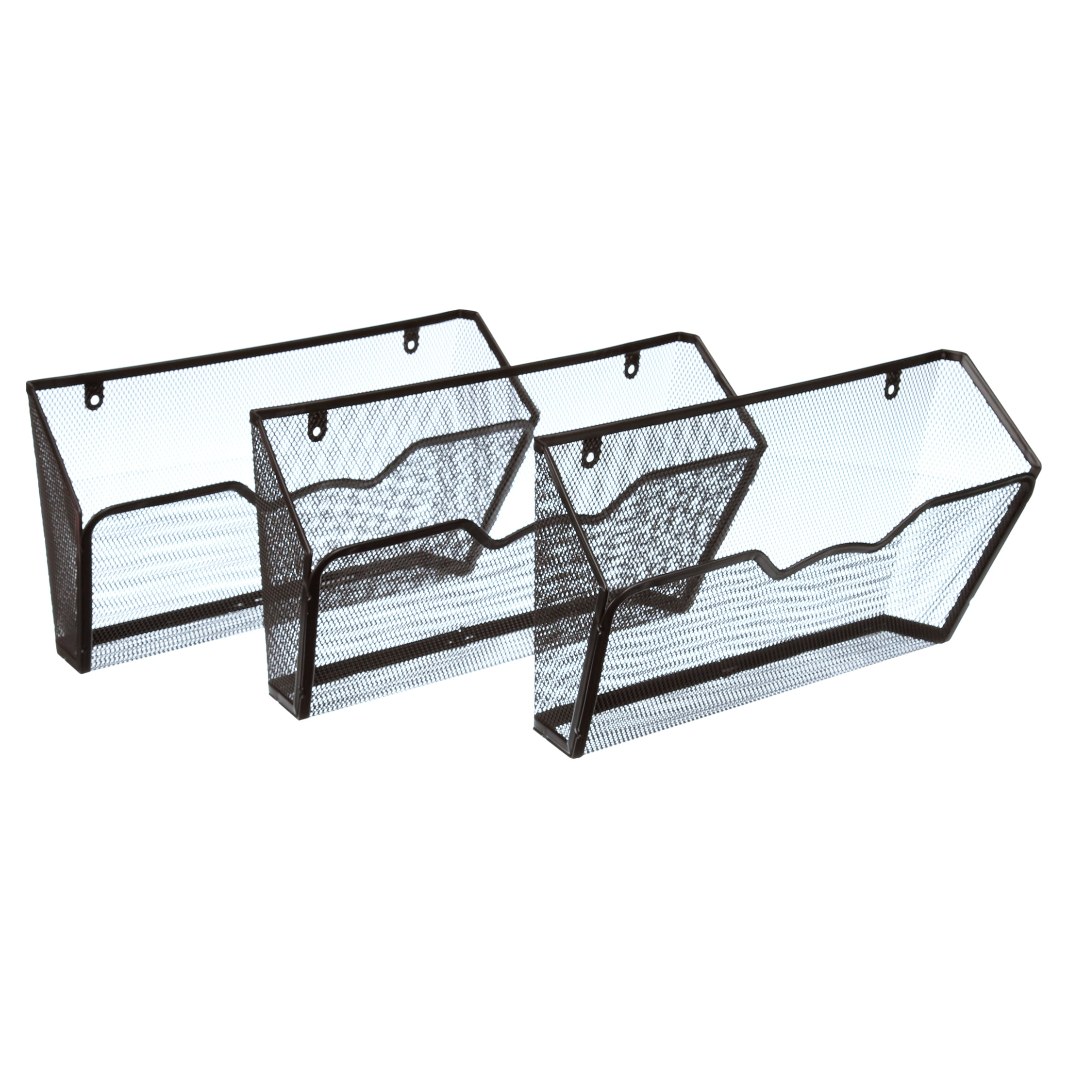 SHW 3PK Single Pocket Wall Mount File Holder, Black