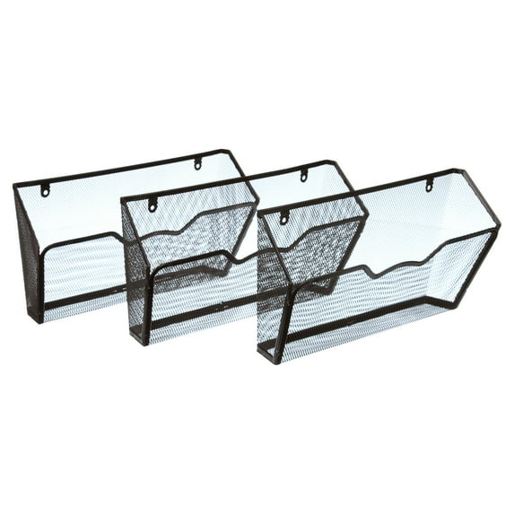 SHW 3PK Single Pocket Wall Mount File Holder, Black