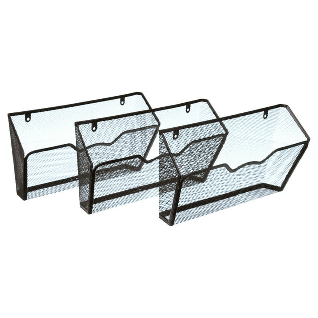 SHW 3PK Single Pocket Wall Mount File Holder, Black
