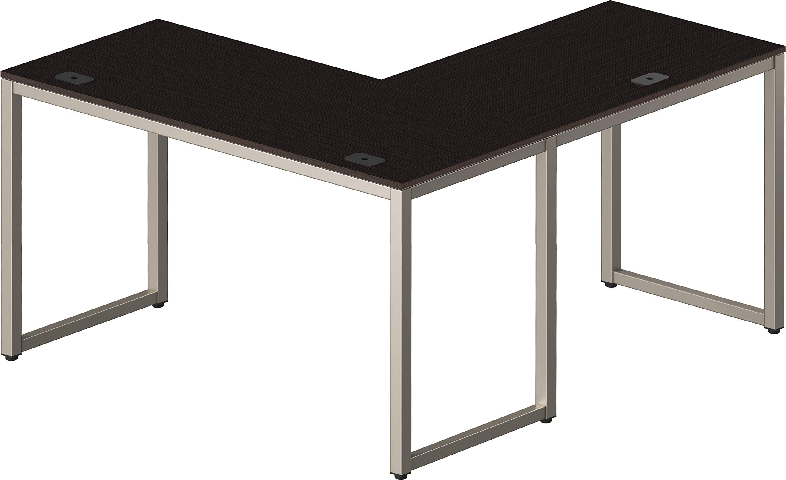 SHW Commercial-Grade L Shaped 55" x 60" Corner Office Computer Desk, Espresso