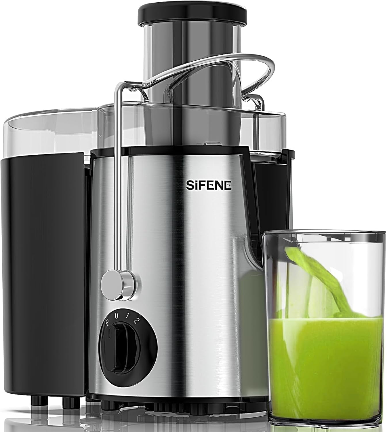 SiFENE 400W Centrifugal Juicer Machine, 3" Wide Chute, 3 Speed Setting, Higher Nutrient Yeild, Easy to Clean, Silver