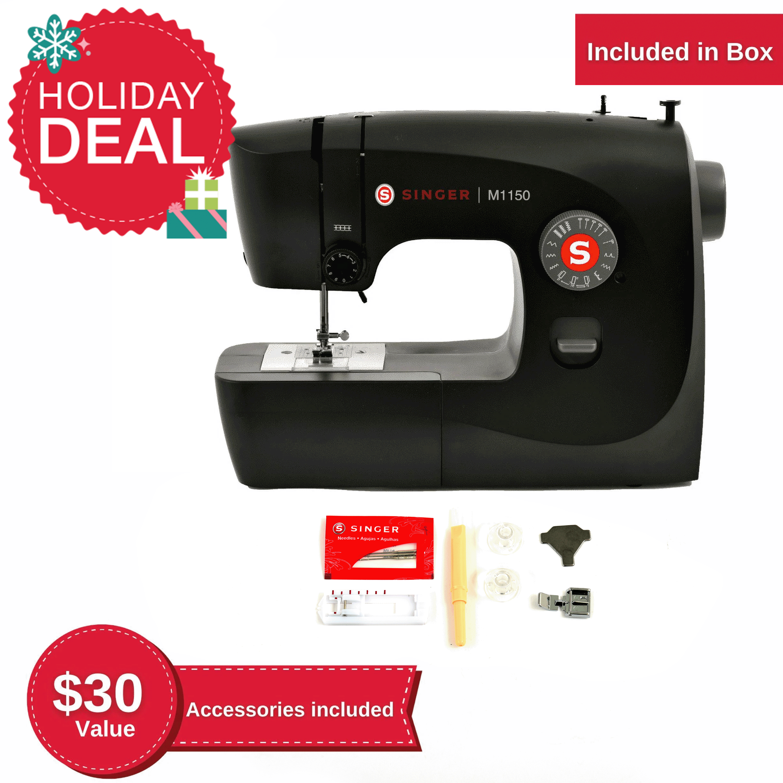 SINGER M1150 Mechanical Sewing Machine With 45 Stitch Applications, LED Light & 1-Step Buttonhole | Smart Choice for Gifting (Black)
