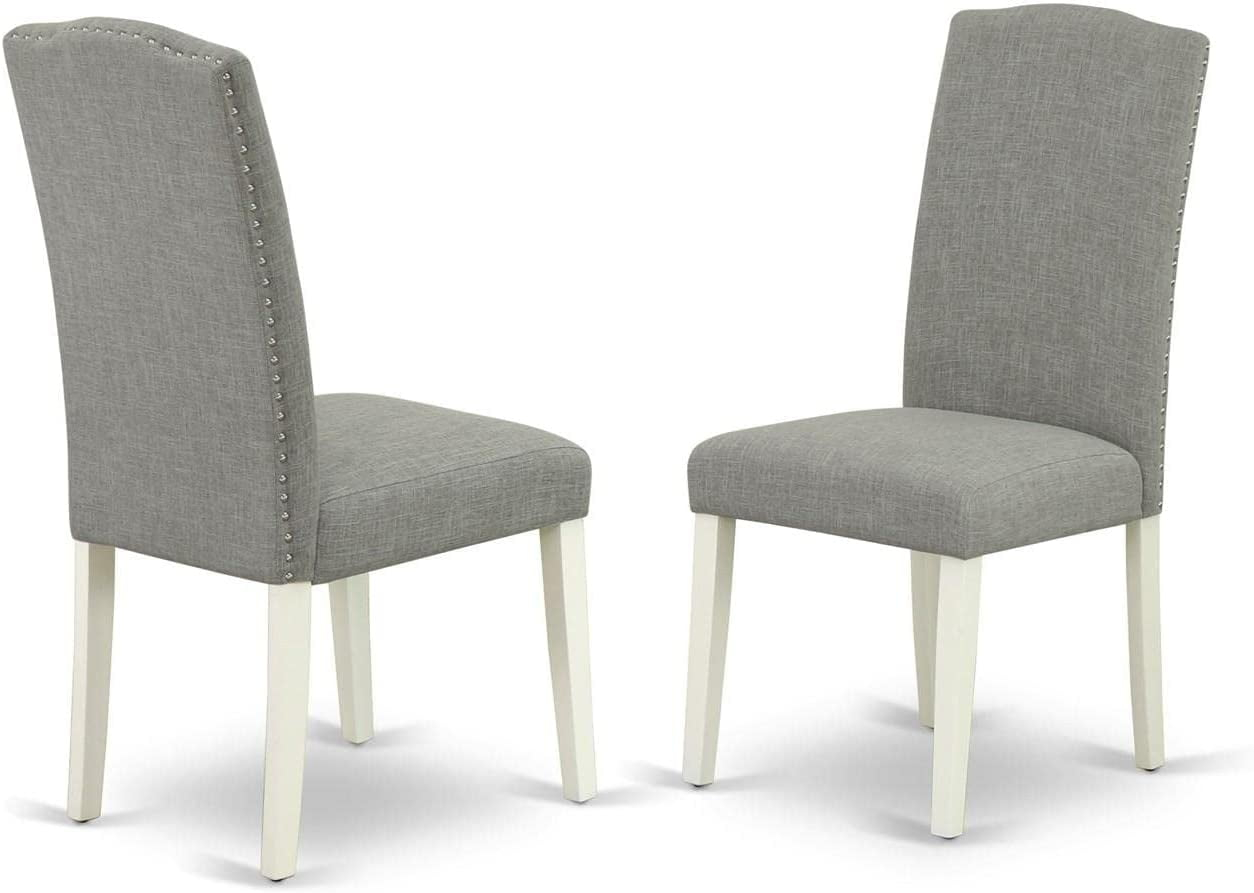 East West Furniture Encinal 40" Fabric Dining Chairs in White/Gray (Set of 2)