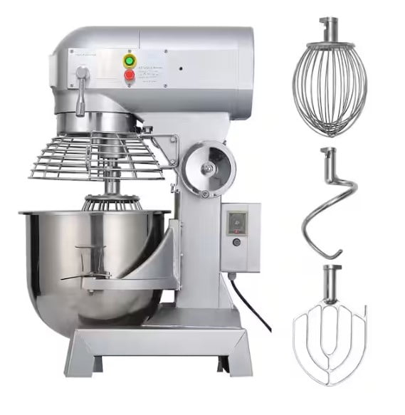 SKYSHALO 30 qt. Commercial Dough Mixer 3-Speeds Adjustable Mixer Silver Electric Stand with Stainless Steel for Restaurants