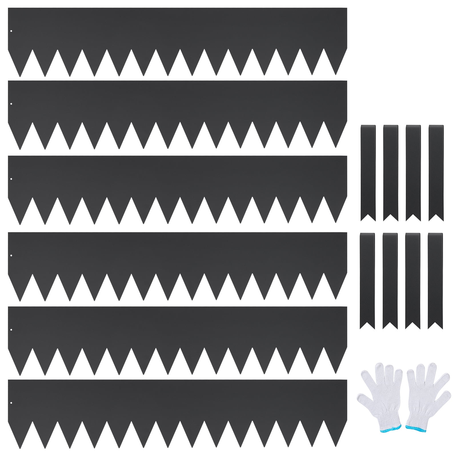 KFFKFF 6 PCS Metal Landscape Edging 40" L x 8" H Galvanized Steel Garden Border Flexible Hammer-In Outdoor Landscaping Edge with 8 Clips for Lawn, Garden, Walkway, Yard (Black)
