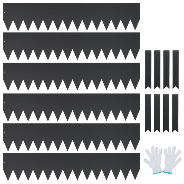 KFFKFF 6 PCS Metal Landscape Edging 40" L x 8" H Galvanized Steel Garden Border Flexible Hammer-In Outdoor Landscaping Edge with 8 Clips for Lawn, Garden, Walkway, Yard (Black)