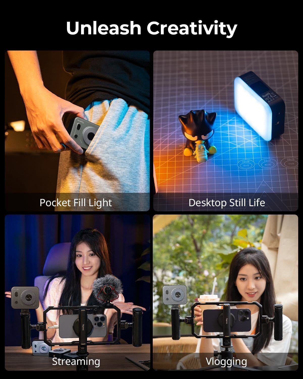 SMALLRIG Vibe P96 Pro Led Video Light, Portable Camera Light for Photography, Cold Shoe Light, CRI95+, 2500-6500K, 5 Effects, Fill Light Accessories for Content Creator, Streaming Black 4660