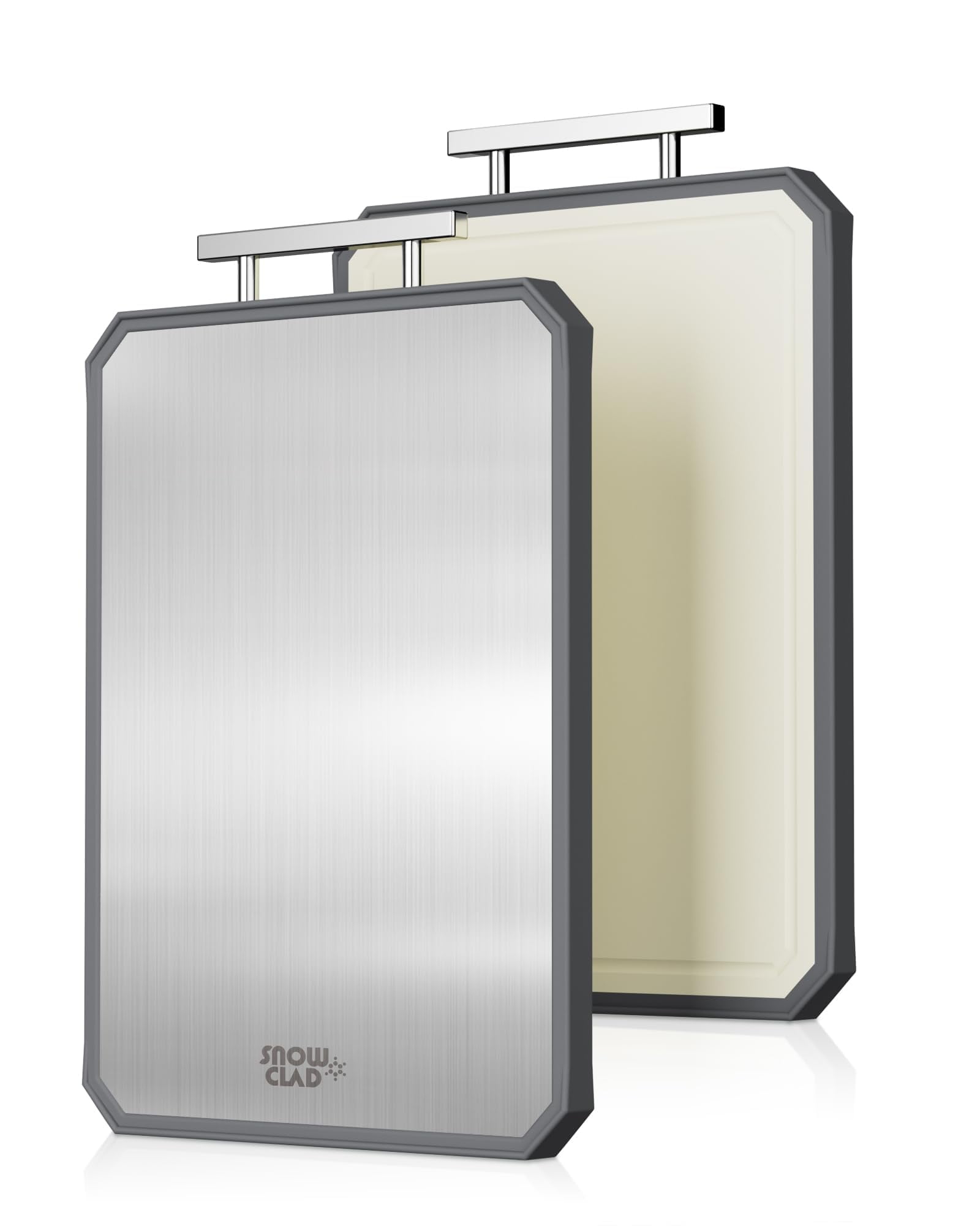 Stainless Steel Cutting Board,Double Sided Steel Cutting Board for kitchen,Stainless Steel/Wheat straw pp Large Cutting Board for meat,Dishwasher Safe,non toxic Chopping Board,16 * 11 Inch