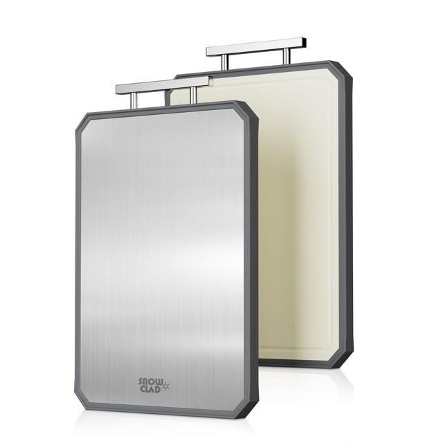 Stainless Steel Cutting Board,Double Sided Steel Cutting Board for kitchen,Stainless Steel/Wheat straw pp Large Cutting Board for meat,Dishwasher Safe,non toxic Chopping Board,16 * 11 Inch