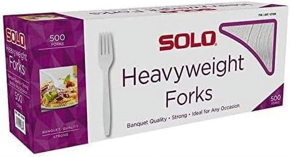 SOLO Heavyweight Plastic Forks - 500 Count, Strong & Durable Disposable Cutlery for Any Occasion