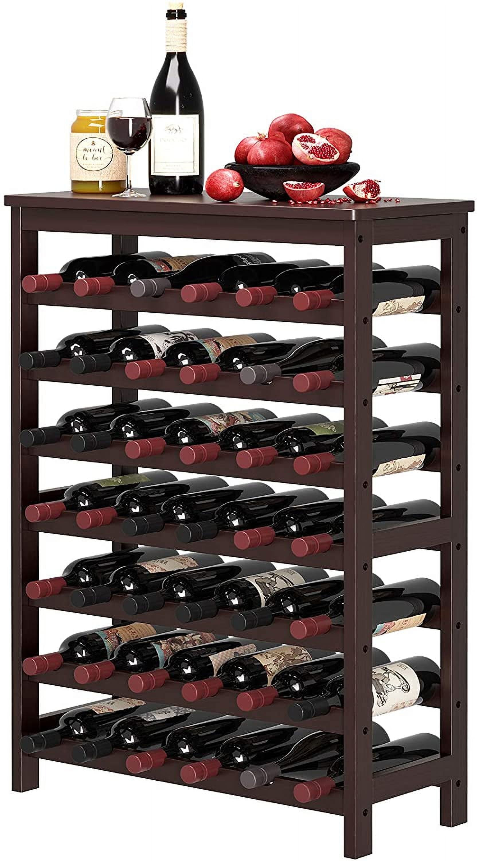 Espresso Bamboo 42-Bottle Free Standing Wine Rack