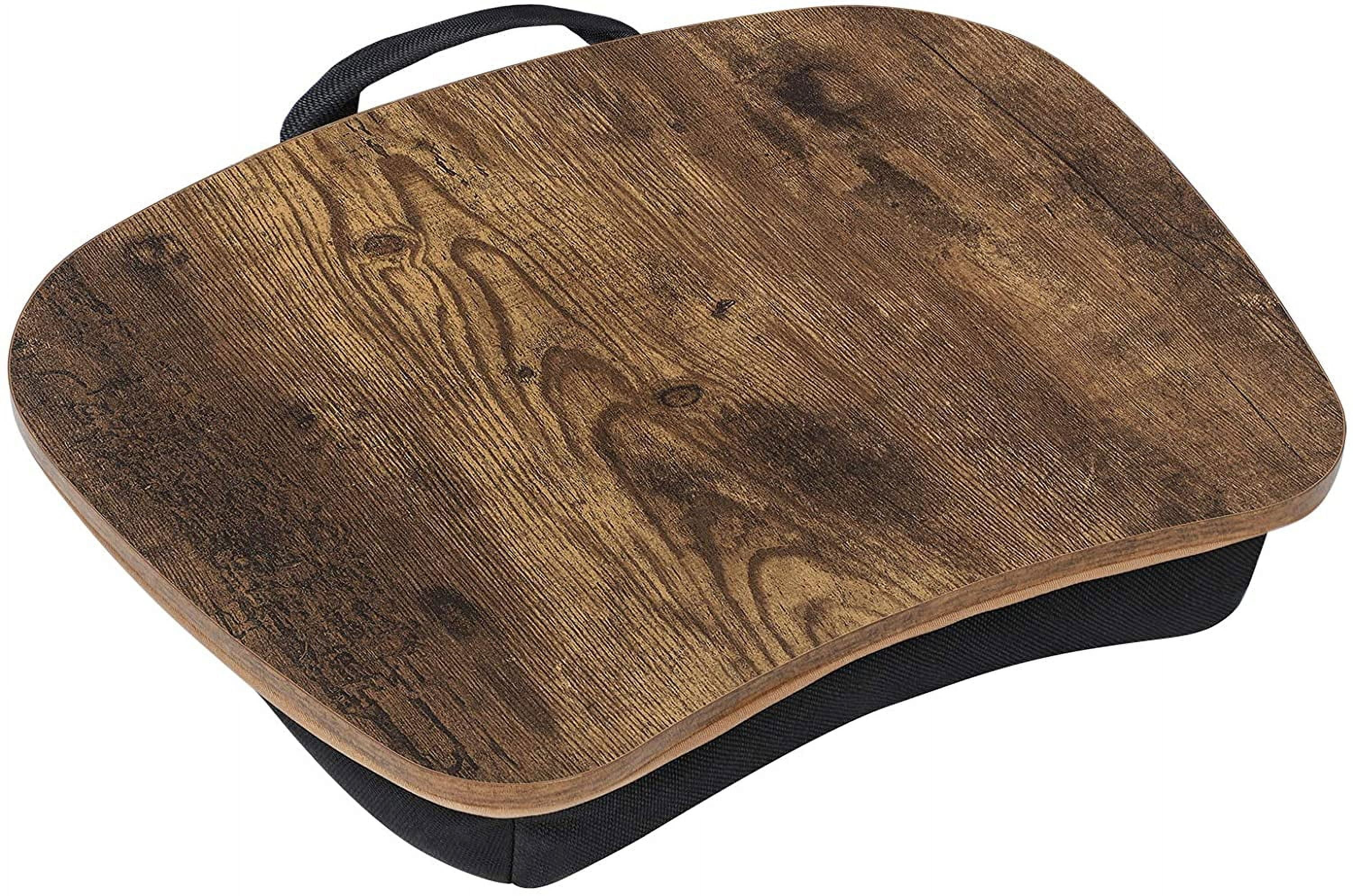 Portable Lap Desk,  Rustic Brown, Bed Tray with Handle & Cushion, Laptop Table for Comfort.
