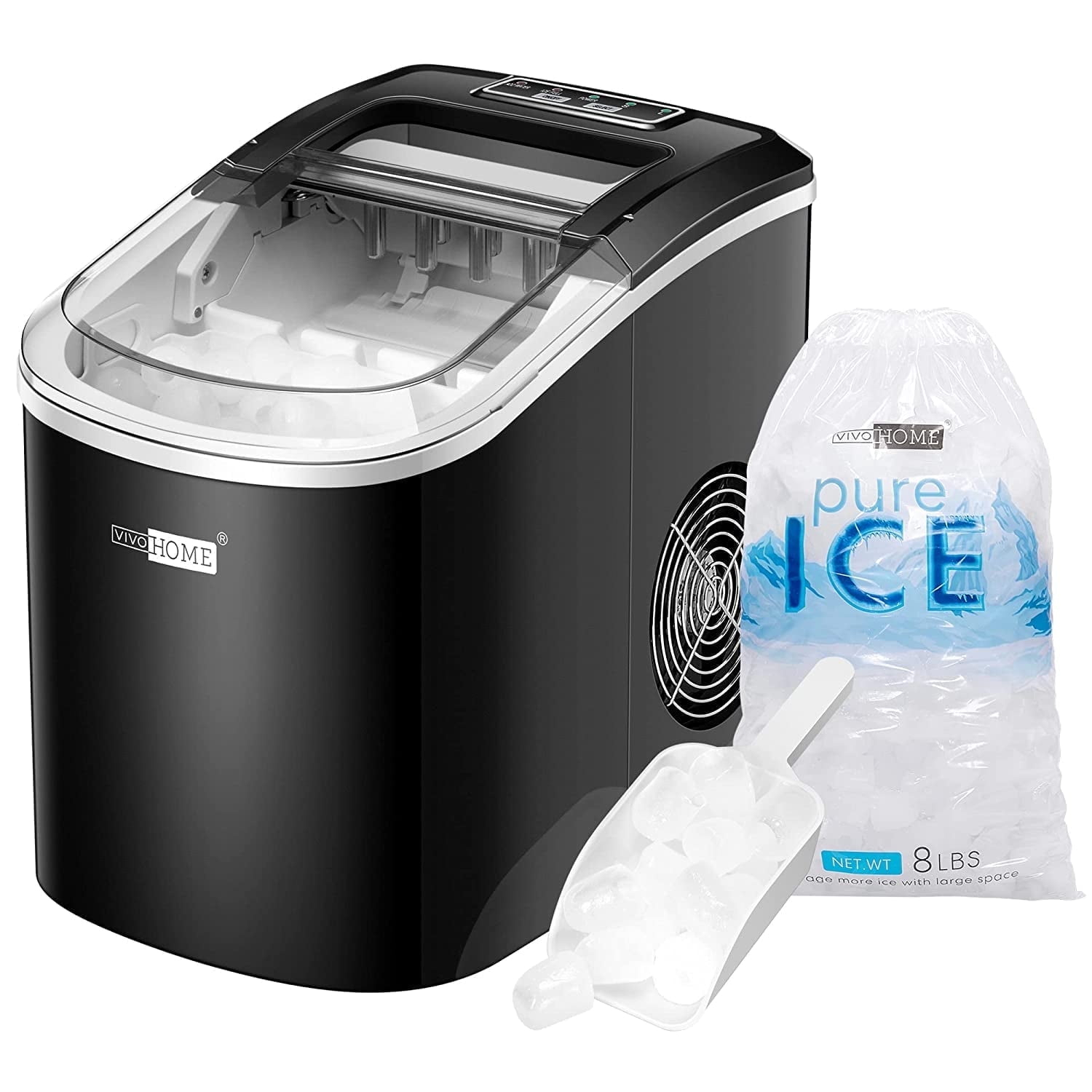SPECSTAR Countertop Ice Maker 27Lbs/24H, Self-Cleaning Portable Ice Maker Machine with Hand Scoop 10 Ice Bags for Home/Kitchen/Party, Red