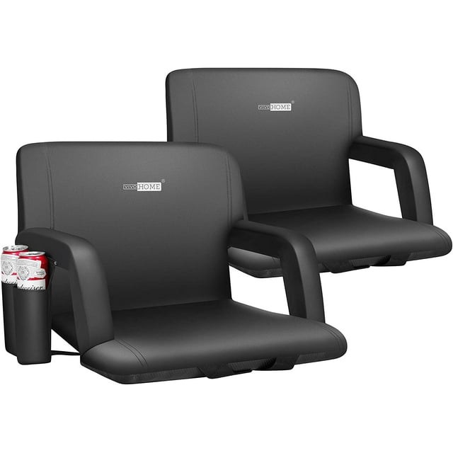 SPECSTAR Foldable Stadium Seat Chair for Bleachers with Padded Back Support and Armrests 2 pack
