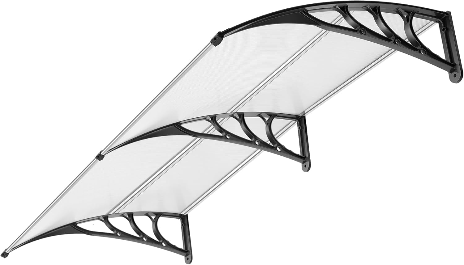 SPECSTAR Polycarbonate Window Door Awning Spliced Canopy Transparent with Black Bracket 40 Inch x 80 Inch