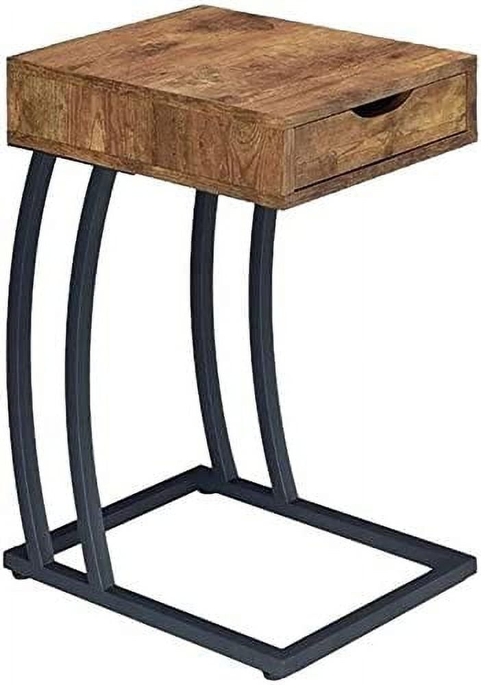 SQFHV Contemporary Wood End Table w/ 2 Power Outlets & USB Ports in Nutmeg